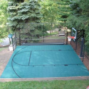 Backyard Basketball Court with Rebounder