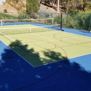 Backyard Sport Court Tennis Court with Basketball, Volleyball and Tennis