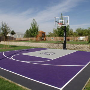 Backyard Basketball Court with Kings logo