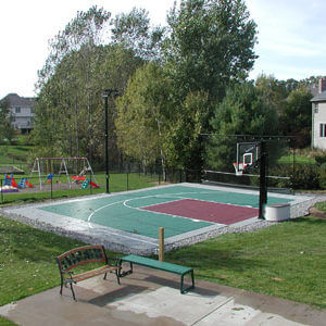 Backyard Basketball Court Sport Court Green and Red PowerGame