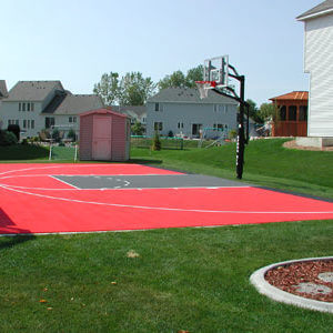 Backyard Basketball Court Sport Court Red and Grey