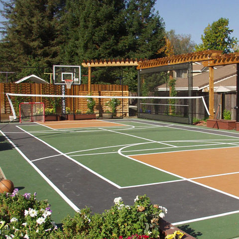backyard basketball court sport court
